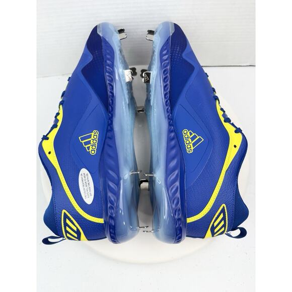 Adidas Icon V Bounce Mens Size 12 Baseball Softball Metal Cleats Blue Yellow NEW - Picture 6 of 11